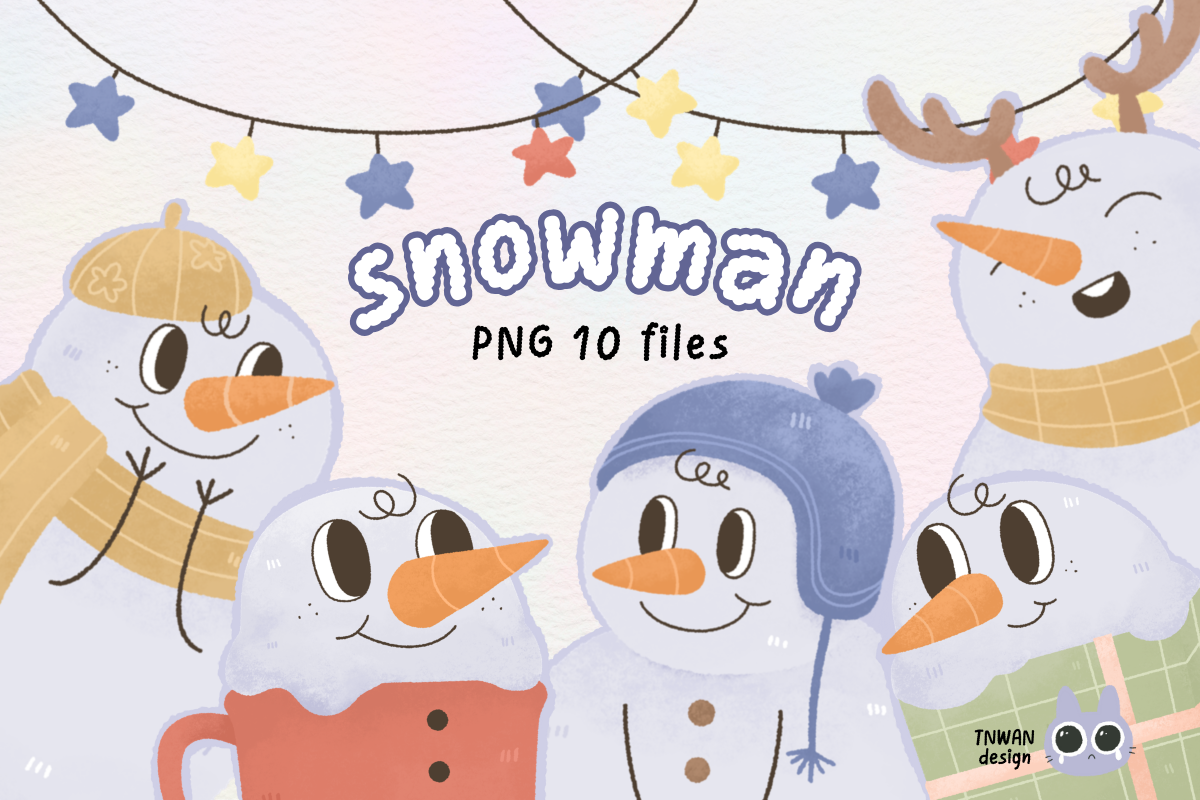 Snowman Christmas Watercolor clipart, an Illustration by TNwan (Photo 1 of 5)