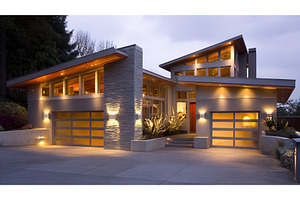 Exterior of upscale modern home with, an Architecture Photo by Lermont51
