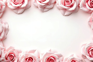 Romantic Pink Roses Border With Soft, a Photo by LOGOCREATIVE