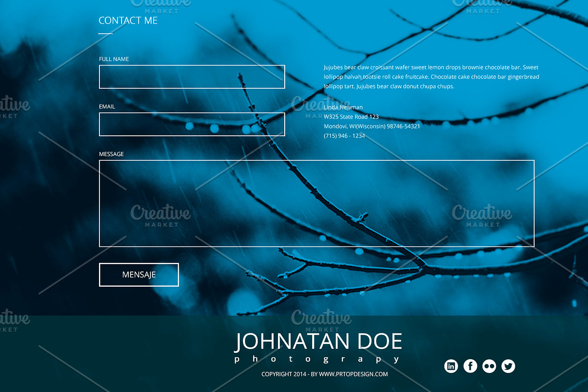 Photographer One Page Website PSD, a Landing Page Template by PRtopdesign (Photo 4 of 4)