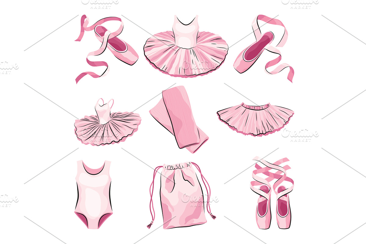 Ballet accessories with pink ballet, an Illustration by the8monkey