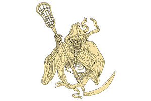 Grim Reaper Lacrosse Stick Drawing