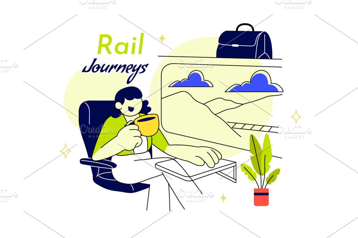 6 Rail Journeys Vector Illustration, a Transportation Illustration by denayunebgt (Photo 3 of 3)