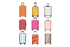 hard shell suitcase set cartoon, an Object Illustration by pikepicture