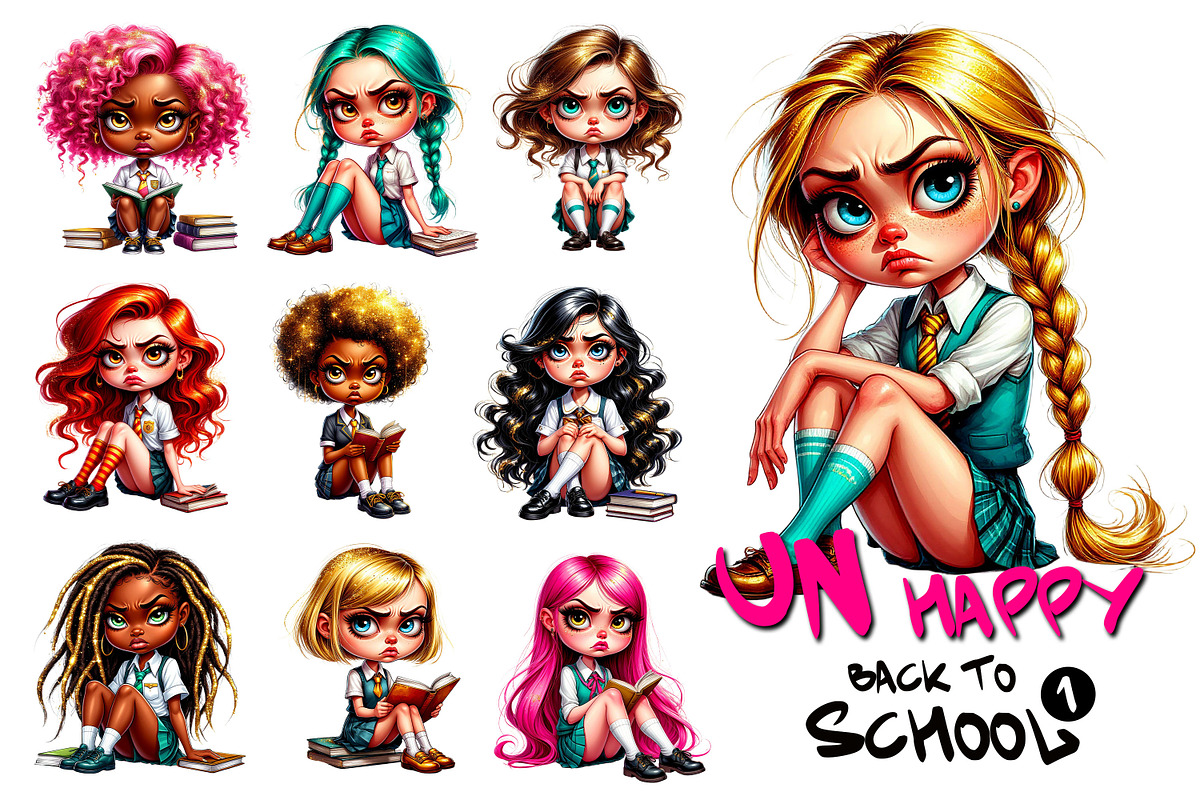 Back to school clipart unhappy, an Object Graphic by JuliaStarArt-FantasyHome (Photo 2 of 12)