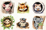 Funny Animals in Hole Clipart Bundle, an Illustration by DreamCafeArt (Thumbnail 3 of 8)