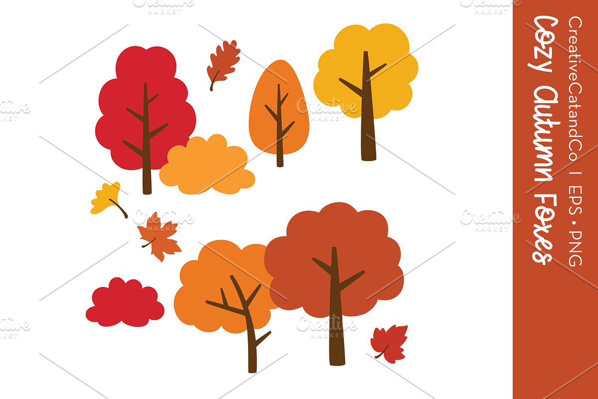 Autumn Fall Woodland Animals EPS PNG, an Animal Illustration by CreativeCatandCo (Photo 3 of 3)