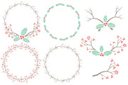 Mint & Coral Holly Christmas Vectors, an Illustration by Amanda Ilkov (Thumbnail 3 of 5)