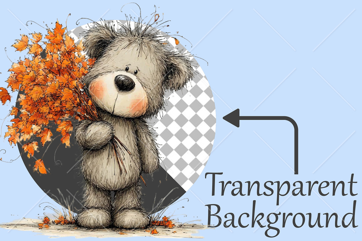Whimsical Teddy Bear Fall Clipart, a Seasonal Illustration by Canvas Craft (Photo 2 of 10)