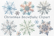Christmas Snowflake Clipart, a Seasonal Illustration by GalaDesign03 (Thumbnail 1 of 6)