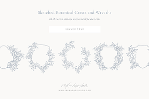 Sketched Botanical Crests Volume IV, an Illustration by Loren Schmidt Studio