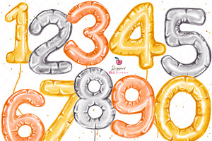 Number Balloons Png Watercolor 161