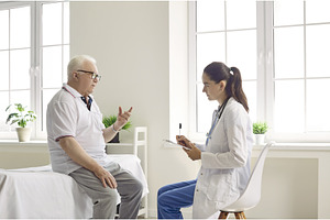 Elderly man talks about his health