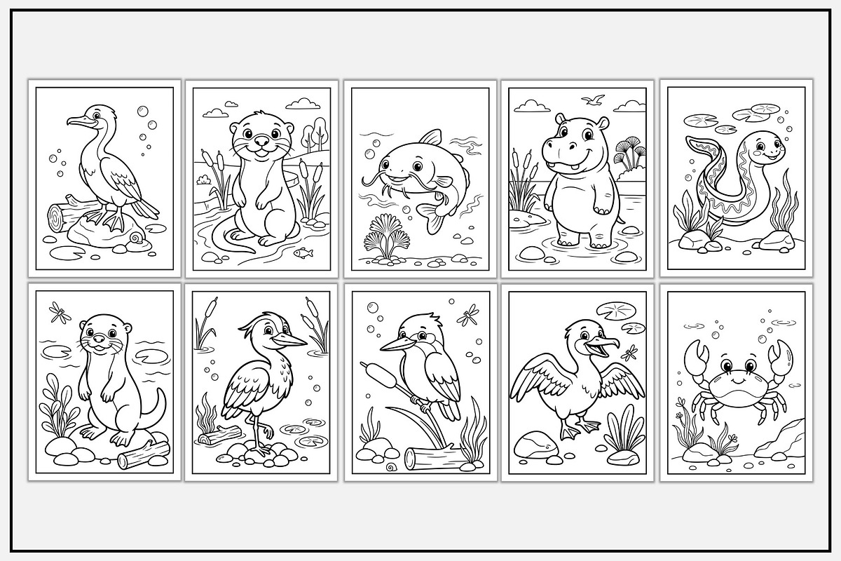 River Animals Coloring Pages, an Animal Illustration by Lamia Emad (Photo 2 of 5)
