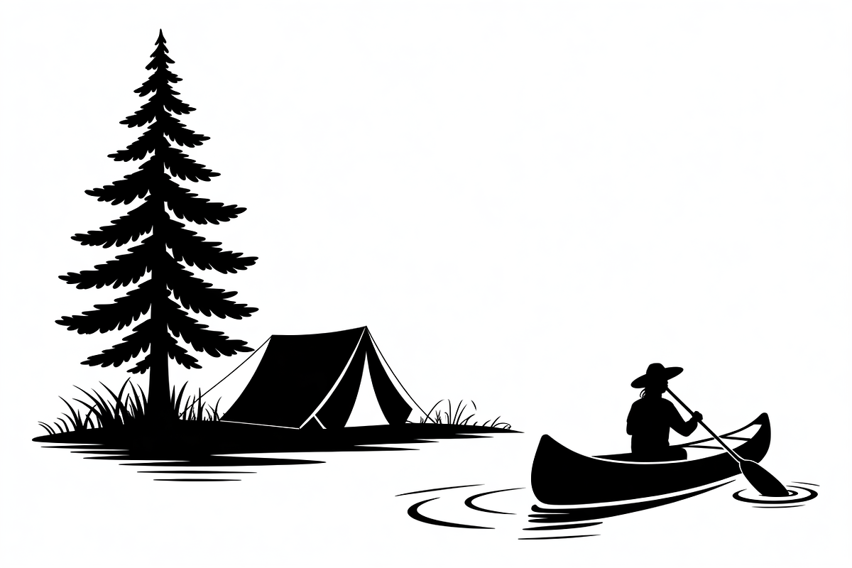 camping and canoe lake vector, an Illustration by Amazin_art (Photo 6 of 17)
