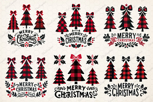 Black & Red Plaid Christmas Tree PNG