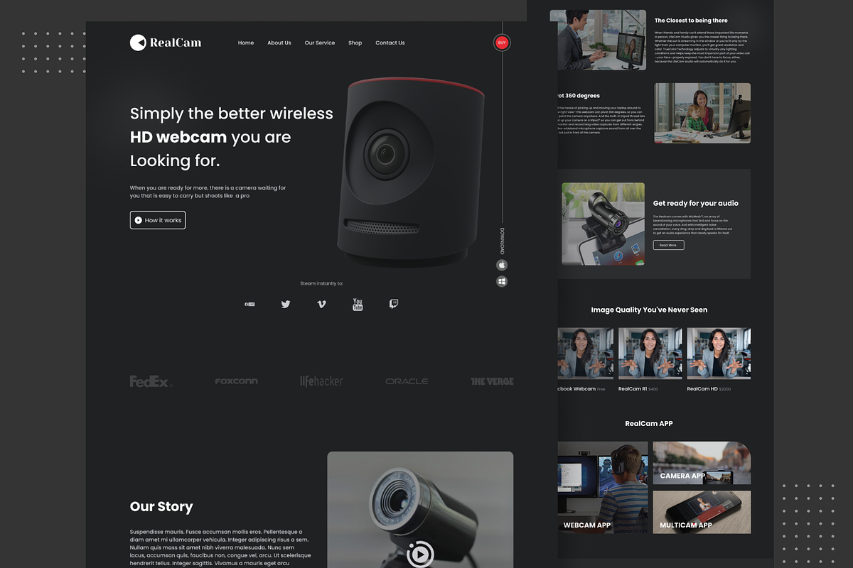 Wireless HD webcam UI Design, a Landing Page Template by skshihabulislam (Photo 1 of 2)