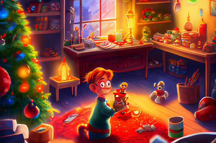 Christmas scene 3D illustration, a Photo by Grafvision photography