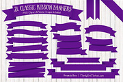 Violet Ribbon Banner Clipart, an Illustration by Amanda Ilkov (Thumbnail 1 of 4)
