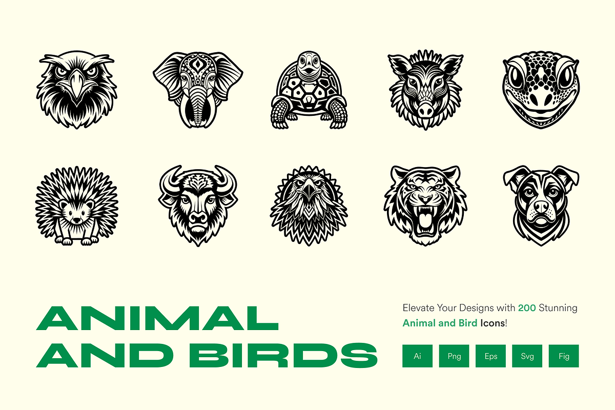 Animals and Birds Glyph Icon Set, a Solid Icon by Creative Stall (Photo 1 of 8)