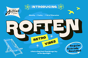 Roften - Chunky Retro Pop Font, a Sans Serif Font by Artisan Themes
