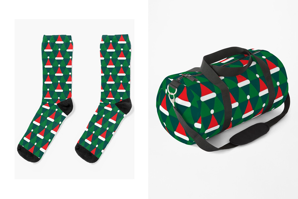 Santa Hats and Christmas trees, a Pattern Graphic by Evgeniya Dzhumm (Photo 3 of 4)