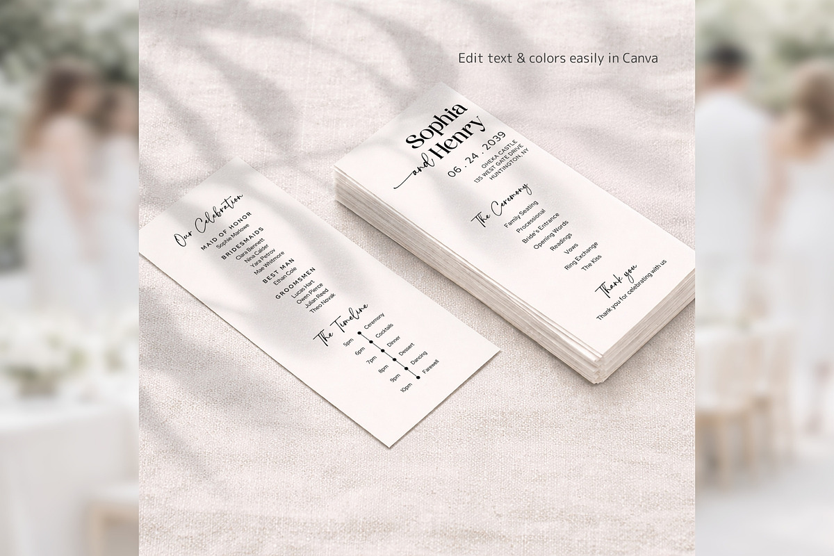Minimal Wedding Program Canva bd006, a Card Template by TyphoonStudio (Photo 7 of 10)