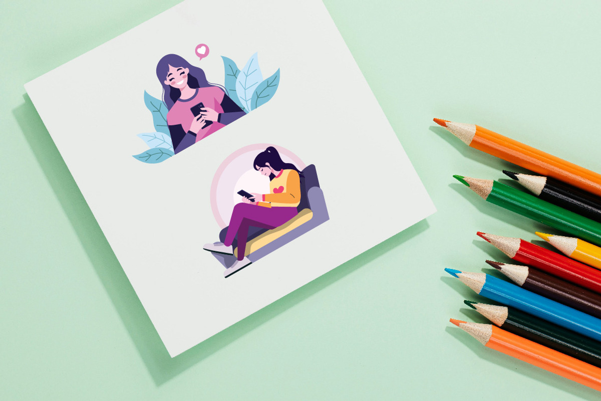 10 Teen Female Holding Smartphone, an Illustration by jongcreative (Photo 2 of 4)