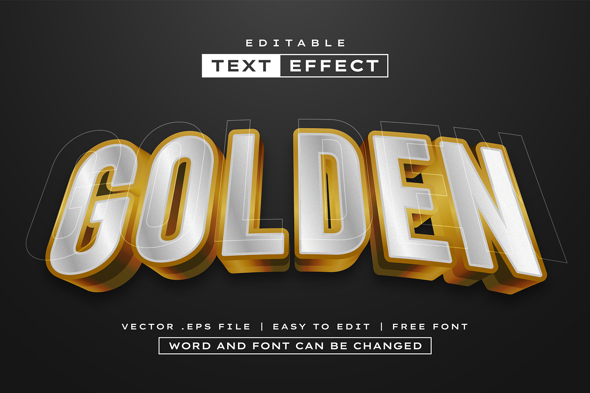 Golden 3D Text Effect | EPS Vector, a Layer Style Add-On by padilah_a