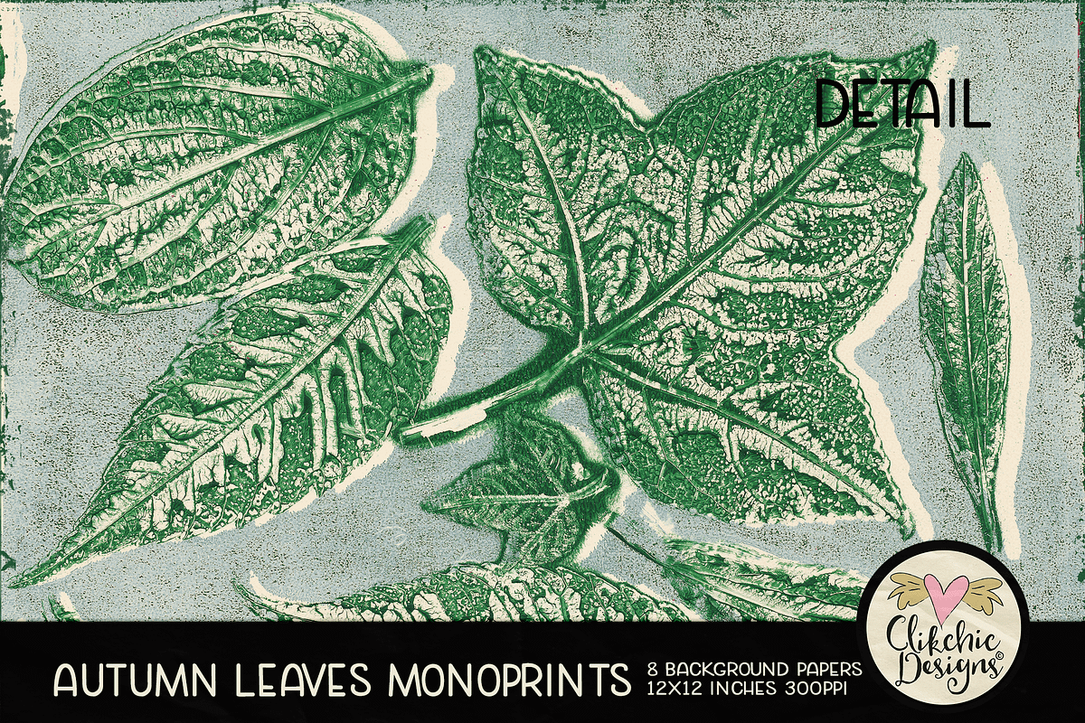 Autumn Leaves Monoprint Backgrounds, a Texture Graphic by Clikchic Designs (Photo 4 of 5)