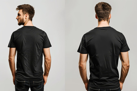 A Model Showcases a Plain Black T-Sh, a Photo by Tanuart