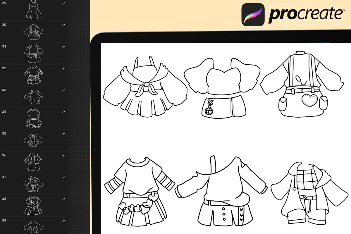 60 Procreate Clothes Costumes Stamp, a Brush Add-On by DrawingStoryShop (Photo 4 of 8)