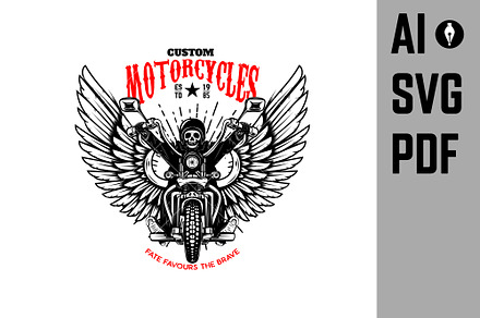 Custom motorcycles. Emblem template, an Illustration by Vectorhight