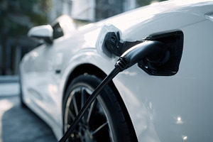 EV charger by the building, a Photo by Beautiful things