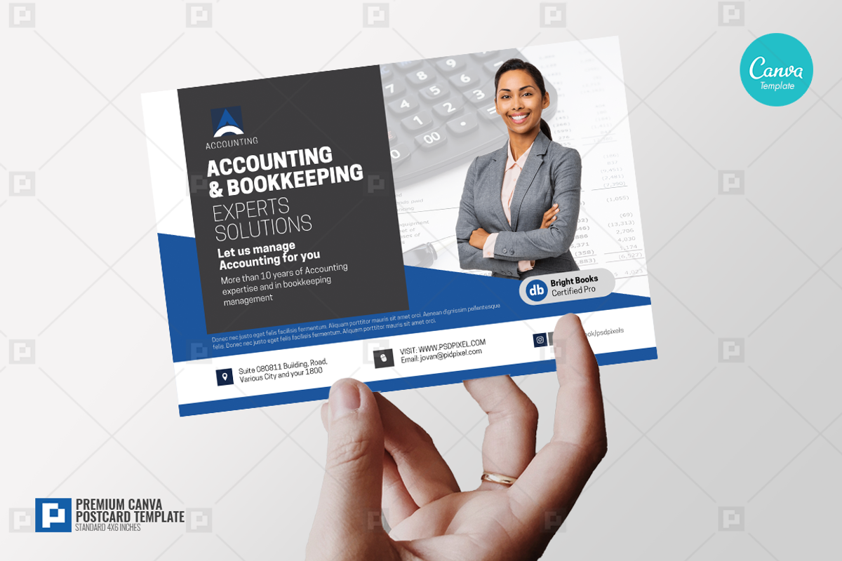 Accounting Company Services Postcard, a Card Template by PSDPixel (Photo 4 of 4)