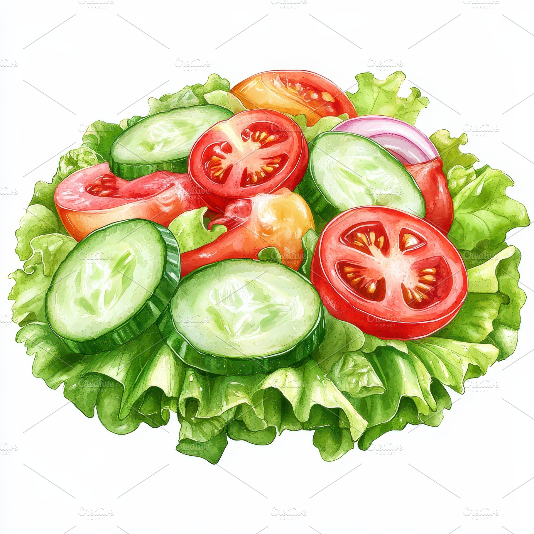 Fresh Garden Salad Tomatoes Cucumber, a Food & Drink Photo by Pixeness Studio