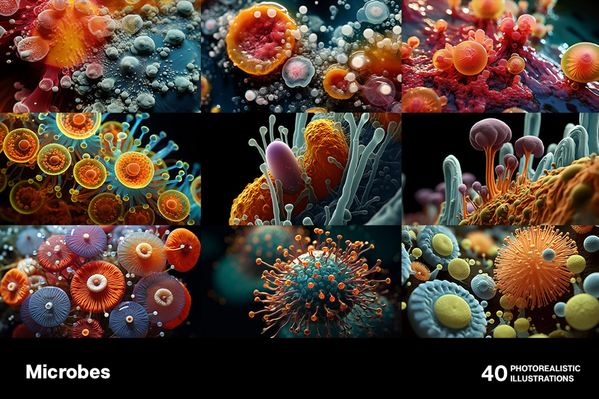 Microbes. 40 images, a Healthcare Illustration by Handmadefont (Photo 2 of 11)