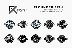 Flounder (Flatfish) Icon Vector, an Icon by Akatype Studio