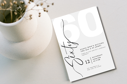 60th Birthday Party Invitation Card, an Invitation Template by TheSimplySereneShop