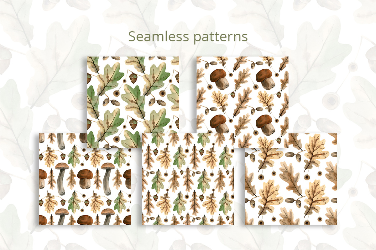 Oak leaves illustrations, a Texture Illustration by Anna Kopylova (Photo 4 of 5)
