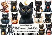 Watercolor Cute Halloween Black Cats, an Illustration by Craft Nest (Thumbnail 1 of 6)