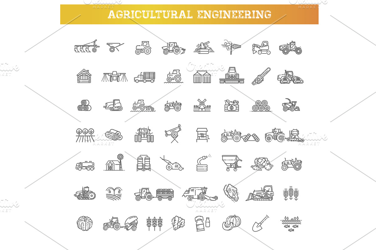 Agricultural and farming machines, a Technology Illustration by Tettygreen