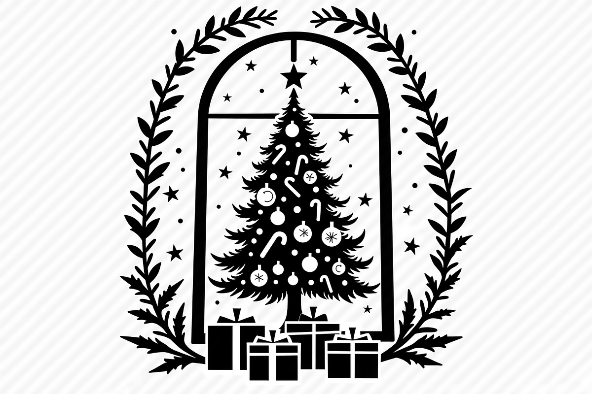 Festive Christmas Tree Silhouette Se, an Illustration by BIPLOB EXPERT (Photo 13 of 20)