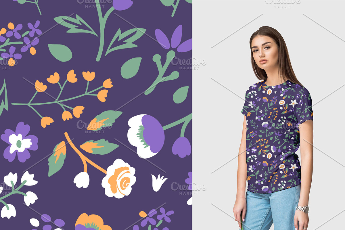 Floral pattern, a Pattern Graphic by elyomys (Photo 2 of 3)