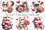 Valentine Kitten Clipart, a Decorative Illustration by GalaDesign03 (Thumbnail 2 of 5)