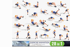 Exercise Animations Bundle Woman