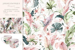 Exotic, Watercolor Tropical Patterns