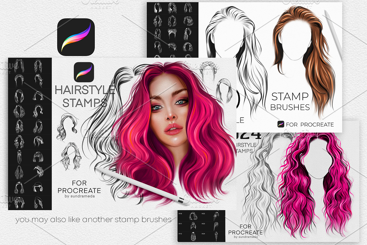 Floral Headband Stamps for Procreate, a Brush Add-On by sundrameda (Photo 7 of 7)