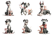 Great Danes with Kittens Clipart, an Illustration by DreamArtGraphic (Thumbnail 4 of 7)
