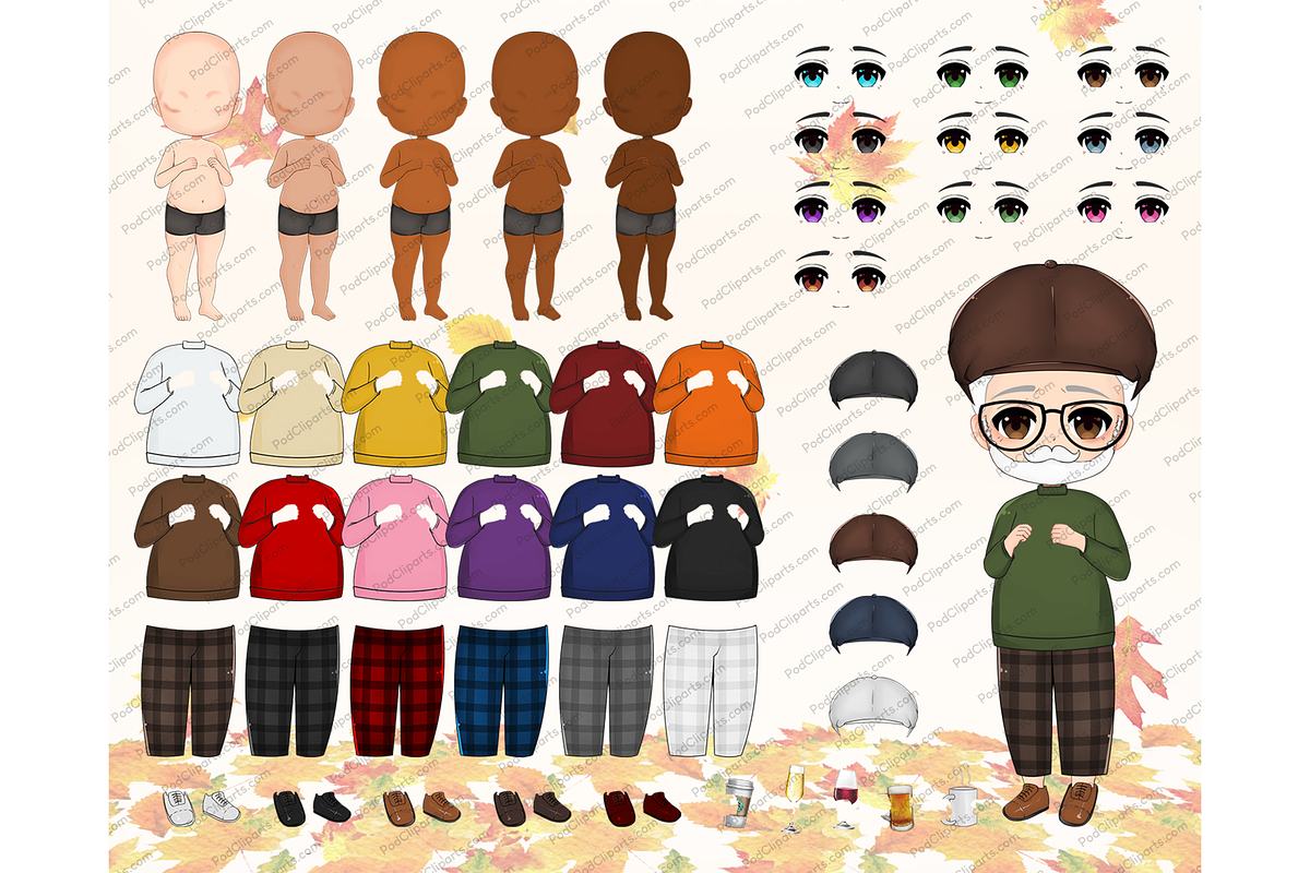 Grandpa & Grandma Autumn Clipart PNG, a Person Illustration by Podcliparts (Photo 2 of 7)